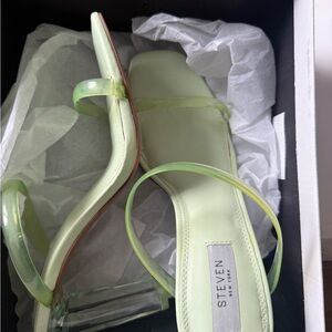 Steven Lime Green Strappy Square-Toe Heels